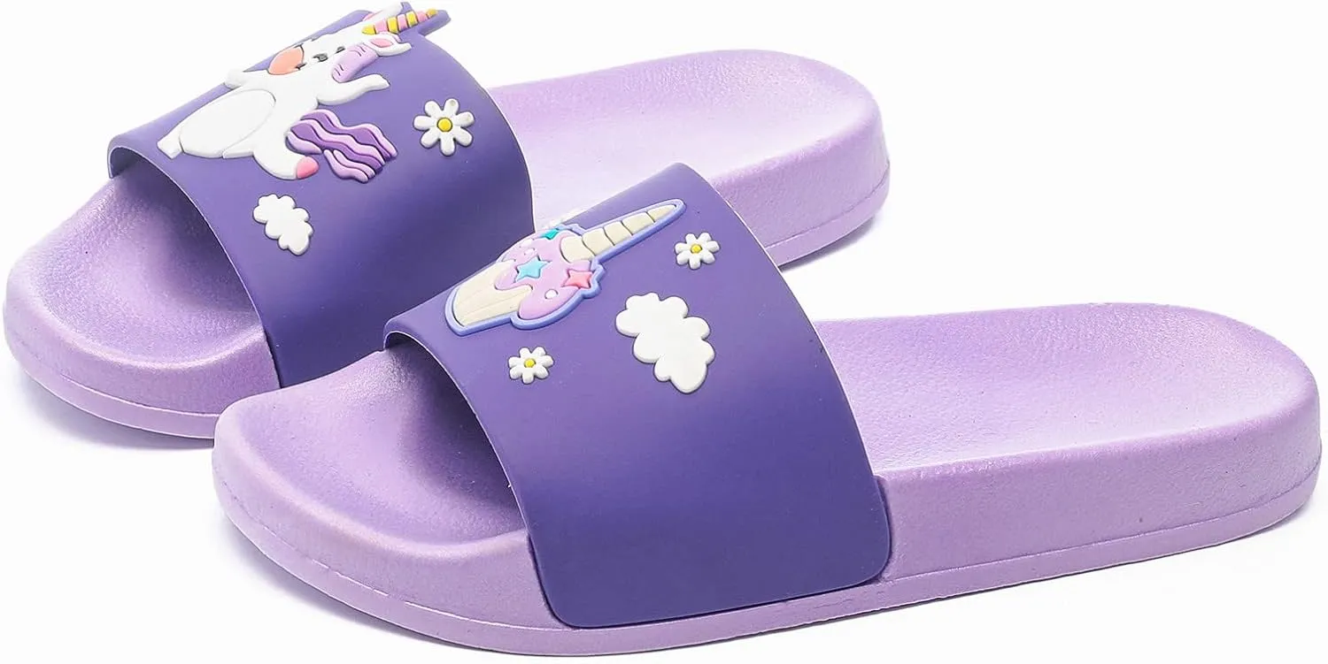 MEMON Toddler Little Kids Dinosaur Beach/Pool/Shower Slides/Anti-Skid Home Bath Slippers/Cute Summer Outdoor Shoes for Girls and Boys