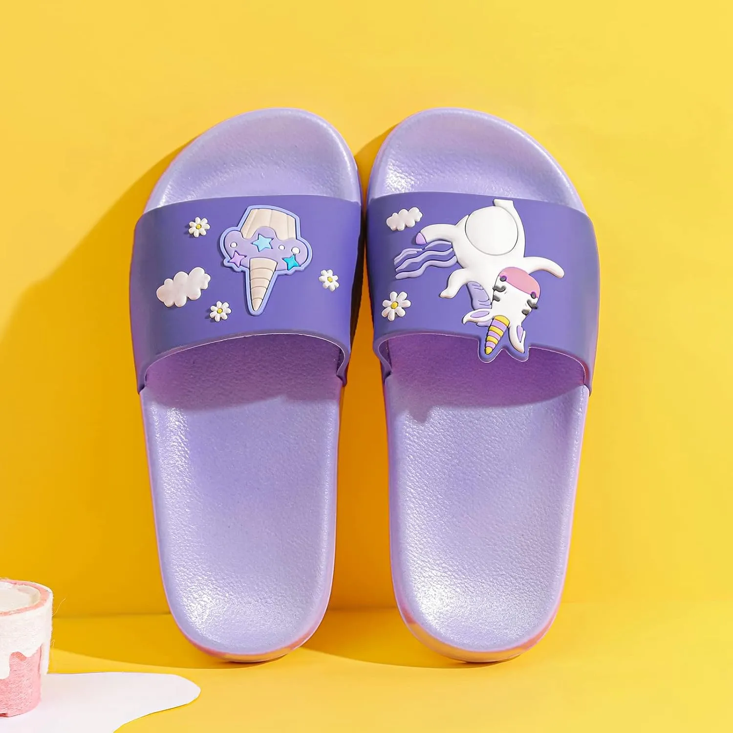 MEMON Toddler Little Kids Dinosaur Beach/Pool/Shower Slides/Anti-Skid Home Bath Slippers/Cute Summer Outdoor Shoes for Girls and Boys
