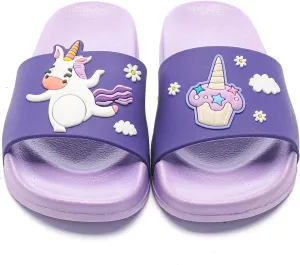 MEMON Toddler Little Kids Dinosaur Beach/Pool/Shower Slides/Anti-Skid Home Bath Slippers/Cute Summer Outdoor Shoes for Girls and Boys