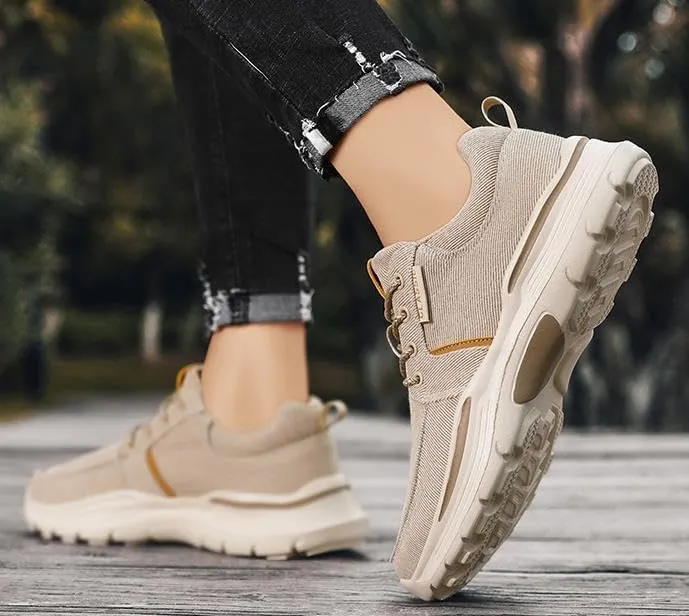 Men Canvas Wide Width Walking Sneakers,Casual Non Slip Lightweight Arch Support Fashion Sneakers Boat Shoes Orthopedic Shoes