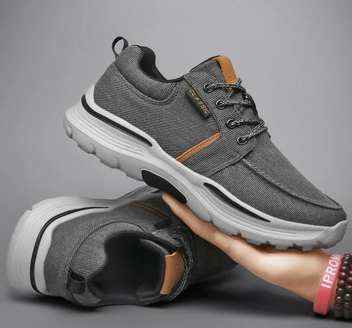 Men Canvas Wide Width Walking Sneakers,Casual Non Slip Lightweight Arch Support Fashion Sneakers Boat Shoes Orthopedic Shoes