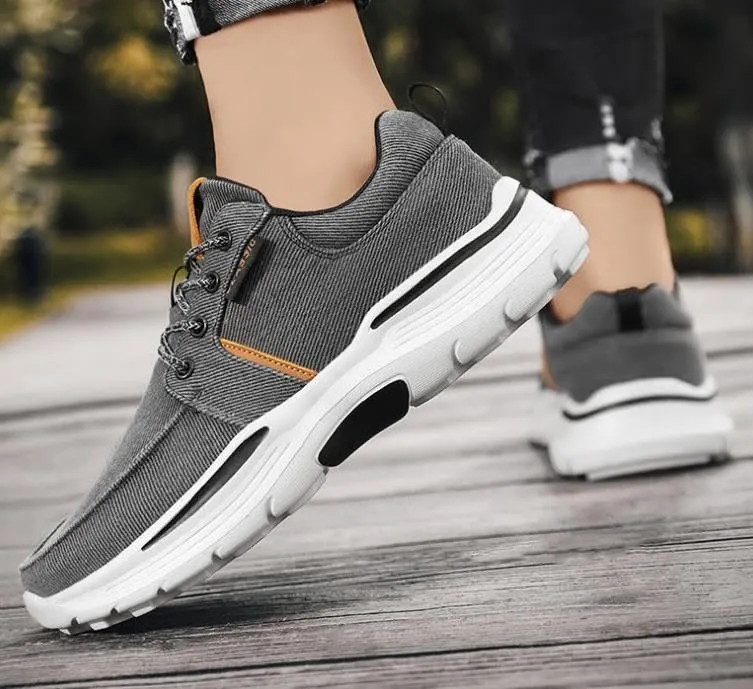 Men Canvas Wide Width Walking Sneakers,Casual Non Slip Lightweight Arch Support Fashion Sneakers Boat Shoes Orthopedic Shoes