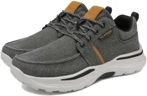 Men Canvas Wide Width Walking Sneakers,Casual Non Slip Lightweight Arch Support Fashion Sneakers Boat Shoes Orthopedic Shoes