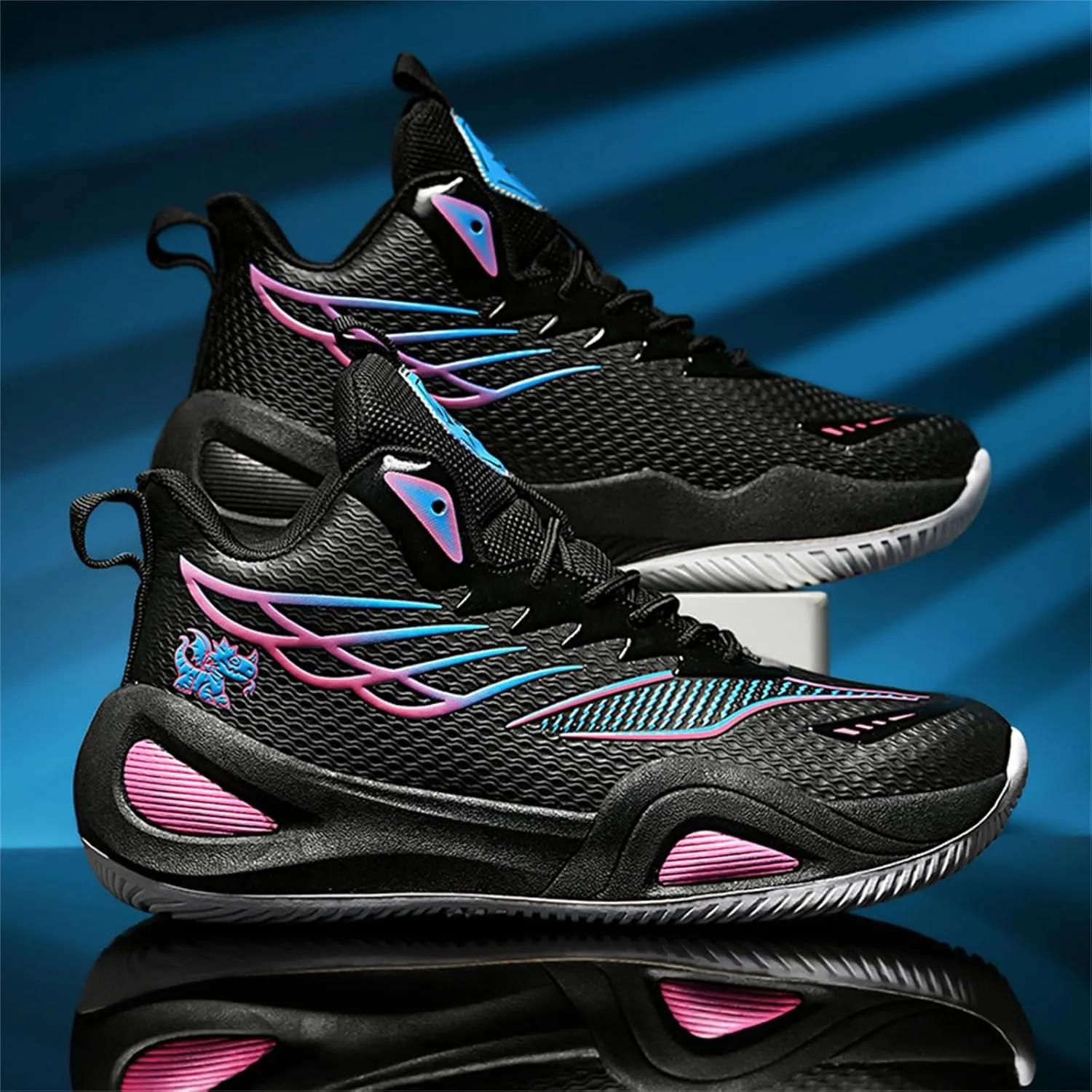 Mens Breathable Mesh Lace Up Basketball Shoes with Arch Support Non-Slip Comfortable High Top Sneakers Running Walking Tennis Shoes