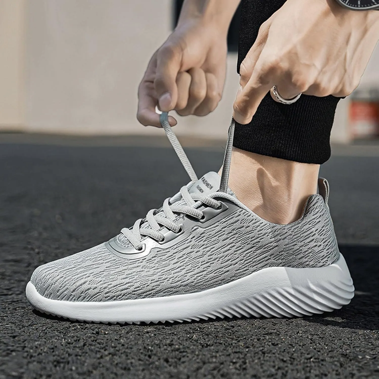 Men's Breathable Mesh Running Shoes, Comfortable Laced Sneakers for Spring/Summer Outdoor Activities, Perfect for Daily Wear and Sports for Men