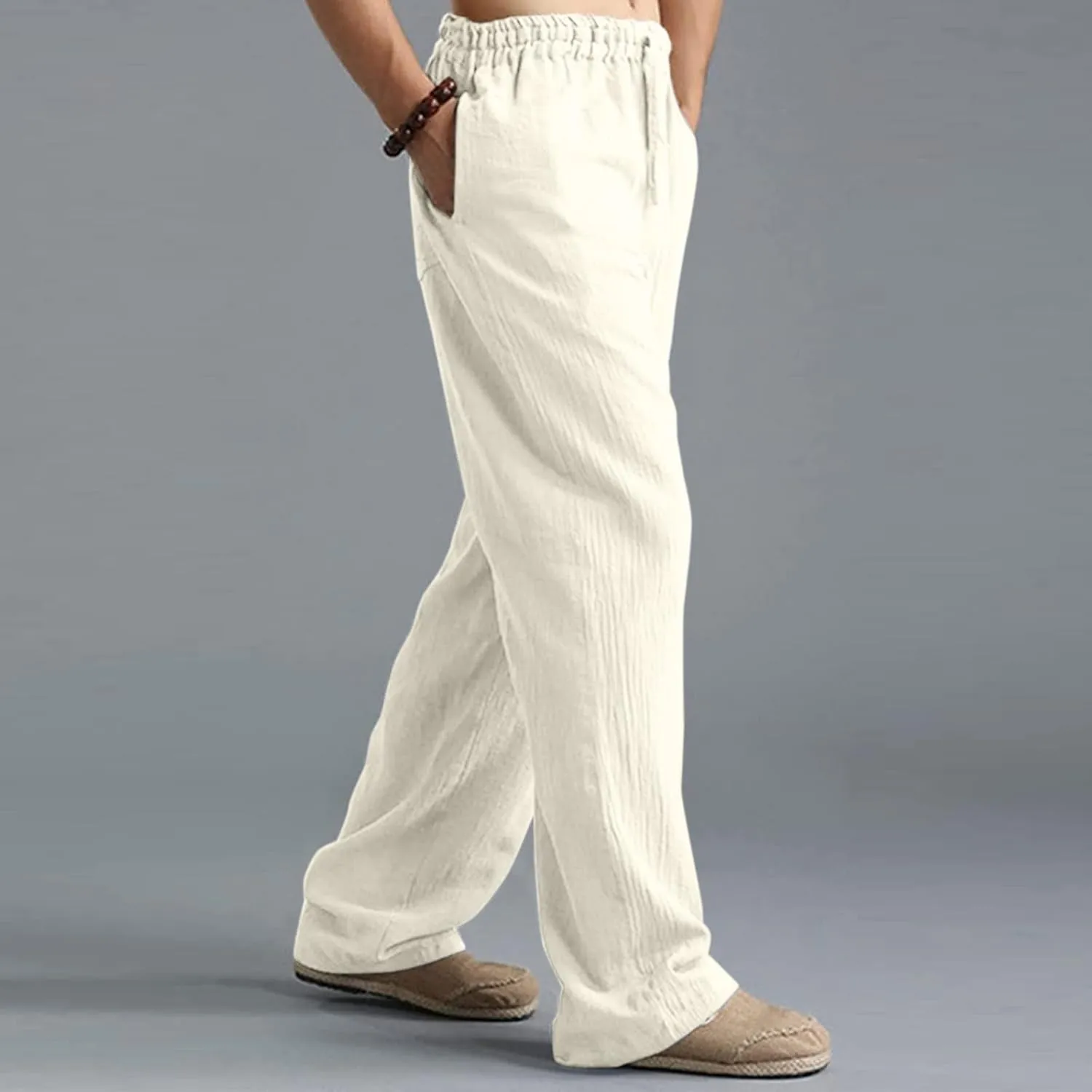 Mens Comfy Pants Long Big and Tall Pleated Baggy Quick Dry Casual Trousers Summer Gym Joggers Pants