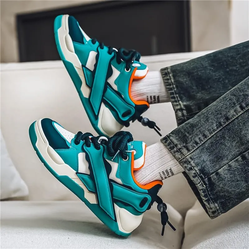 Men's Fashion Street Style Thick Soled Skateboard Shoes, Comfortable Non-Slip Durable Lace-up Sneakers, Suitable for Men's Outdoor Activities for All Seasons Shoes Size 6.5-10