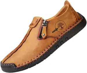 Men's Loafer Shoes with Side Zipper, Comfy Non-Slip Slip On Shoes, Men's Shoes, Spring and Summer