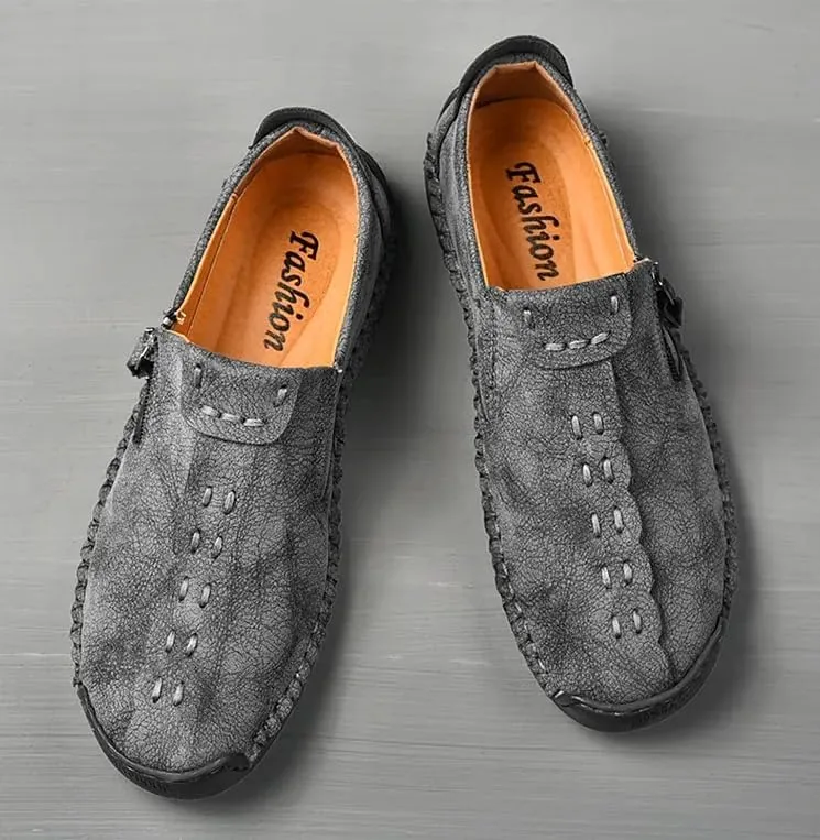 Men's Loafer Shoes with Side Zipper, Comfy Non-Slip Slip On Shoes, Men's Shoes, Spring and Summer