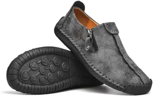 Men's Loafer Shoes with Side Zipper, Comfy Non-Slip Slip On Shoes, Men's Shoes, Spring and Summer