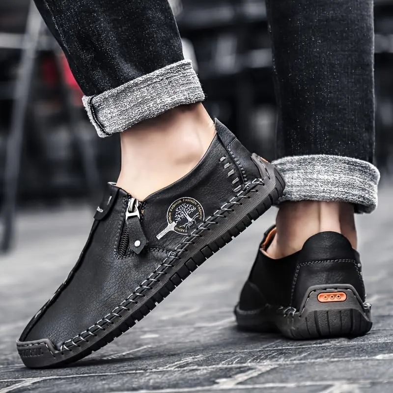 Men's Loafer Shoes with Side Zipper, Comfy Non-Slip Slip On Shoes, Men's Shoes, Spring and Summer