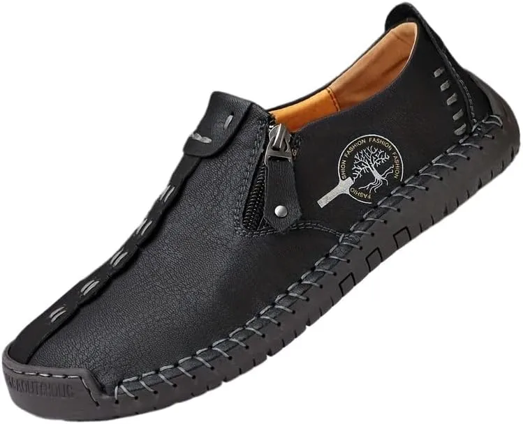 Men's Loafer Shoes with Side Zipper, Comfy Non-Slip Slip On Shoes, Men's Shoes, Spring and Summer
