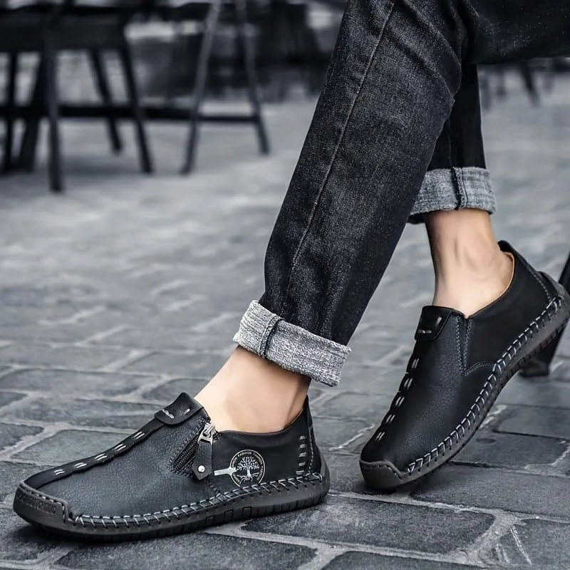 Men's Loafer Shoes with Side Zipper, Comfy Non-Slip Slip On Shoes, Men's Shoes, Spring and Summer