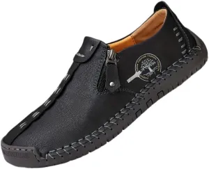 Men's Loafer Shoes with Side Zipper, Comfy Non-Slip Slip On Shoes, Men's Shoes, Spring and Summer