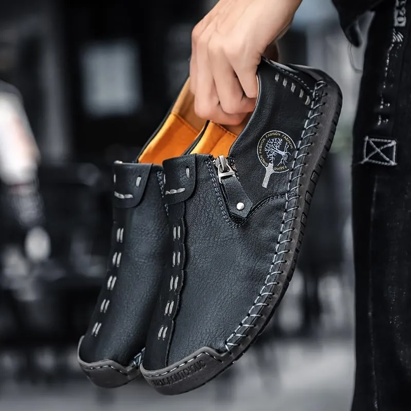 Men's Loafer Shoes with Side Zipper, Comfy Non-Slip Slip On Shoes, Men's Shoes, Spring and Summer