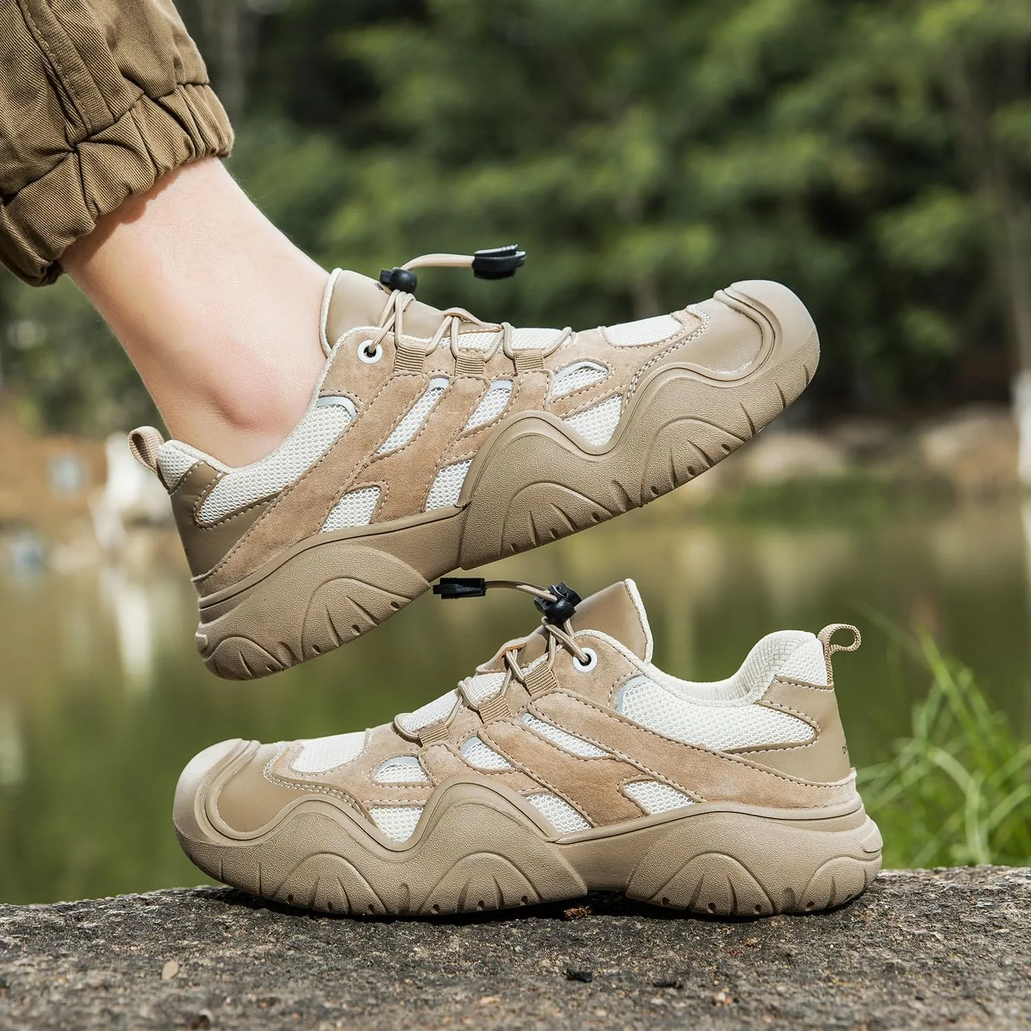Men's Low Top Waterproof Hiking Shoes Trekking Trails Outdoor Non Slip Comfortable Sneakers