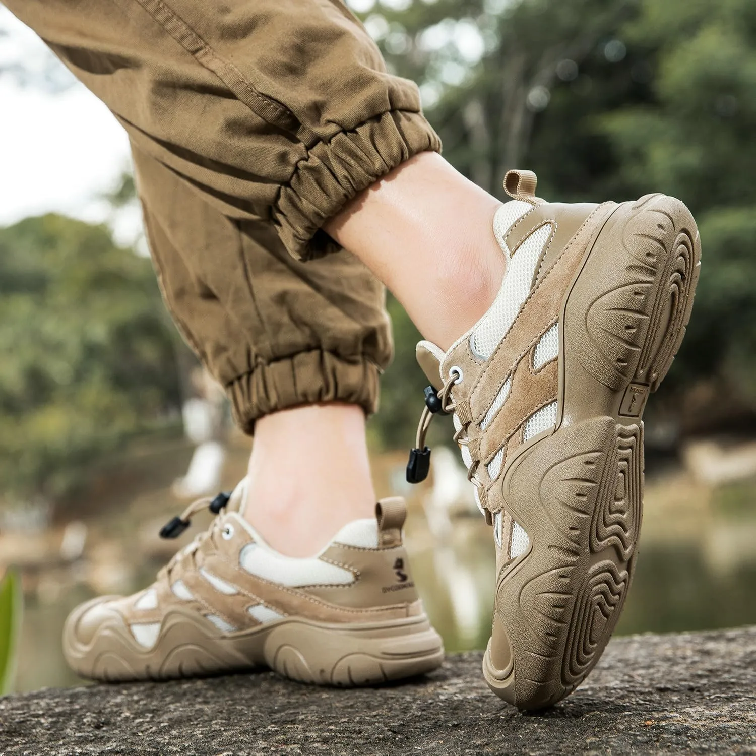 Men's Low Top Waterproof Hiking Shoes Trekking Trails Outdoor Non Slip Comfortable Sneakers