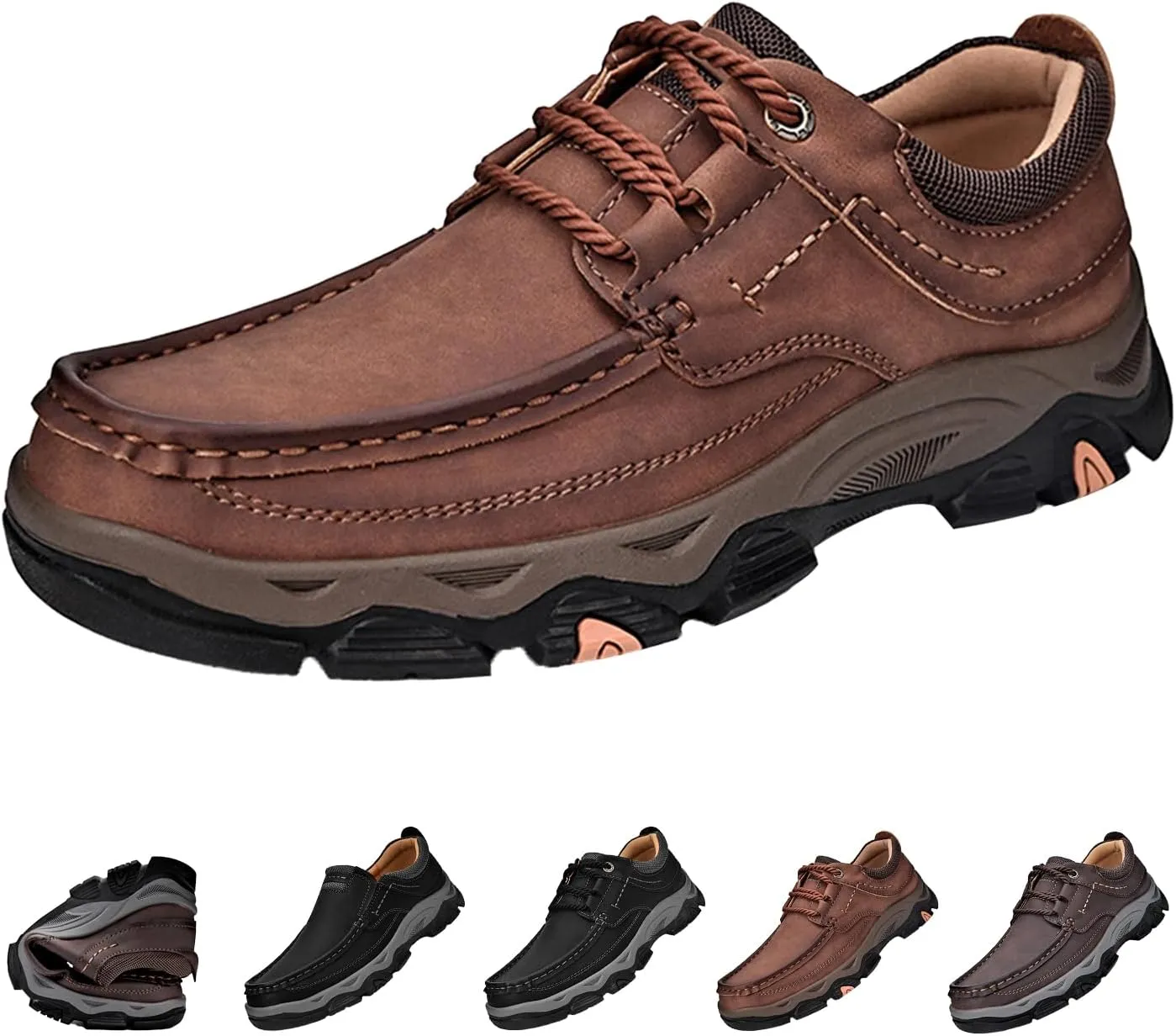 Men's Orthopedic Leather Dress Shoes,Comfort Slip On/Lace up Non-Slip Softsole Casual Oxford Moccasins Walking Loafers