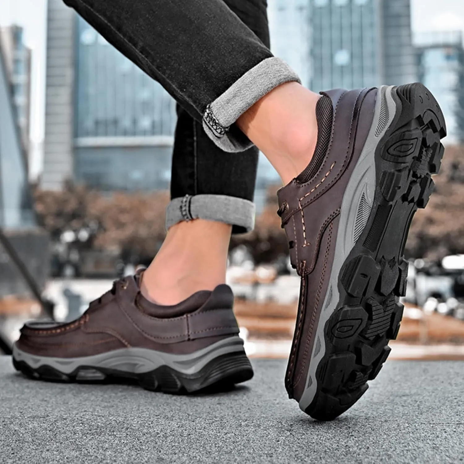 Men's Orthopedic Leather Dress Shoes,Comfort Slip On/Lace up Non-Slip Softsole Casual Oxford Moccasins Walking Loafers