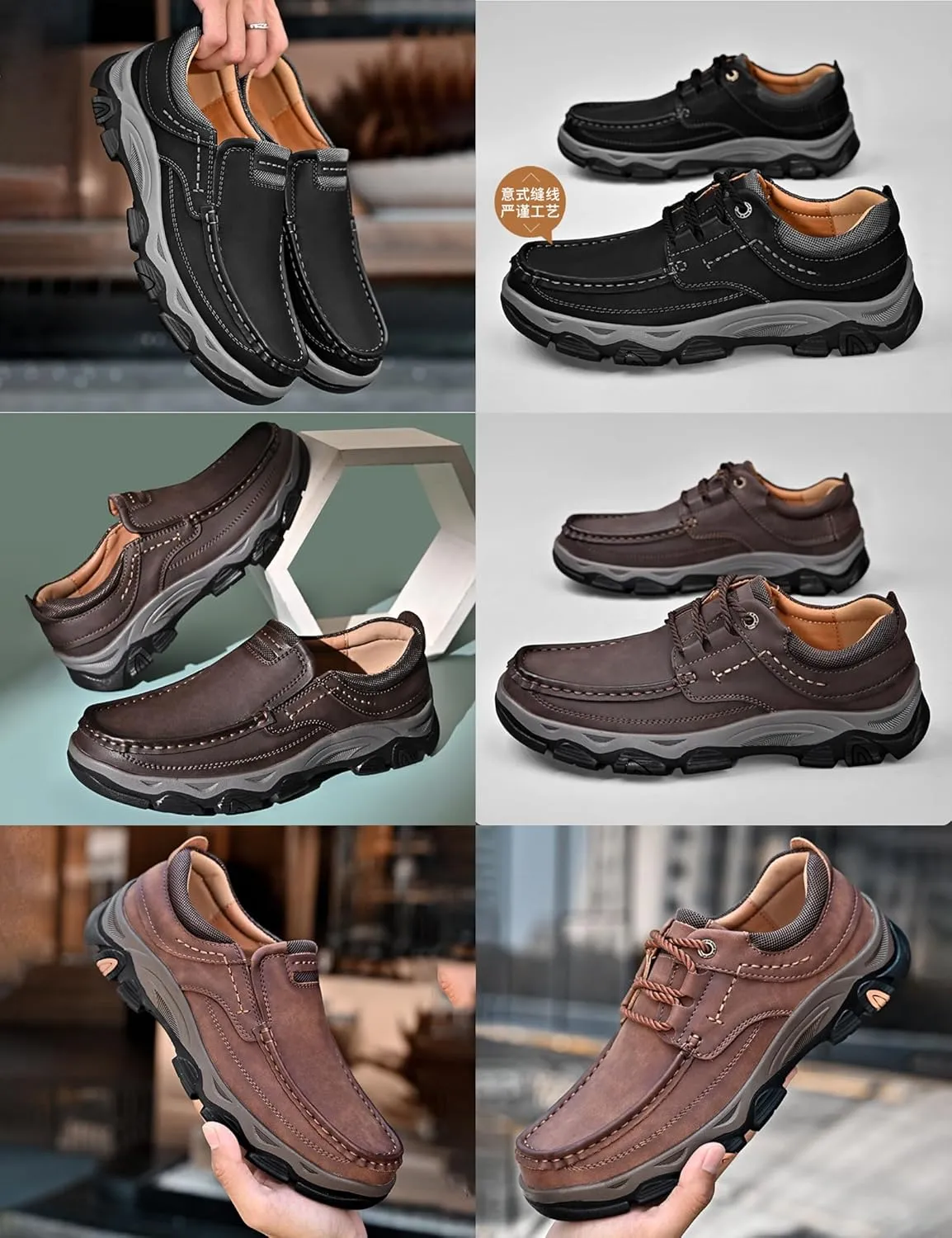 Men's Orthopedic Leather Dress Shoes,Comfort Slip On/Lace up Non-Slip Softsole Casual Oxford Moccasins Walking Loafers