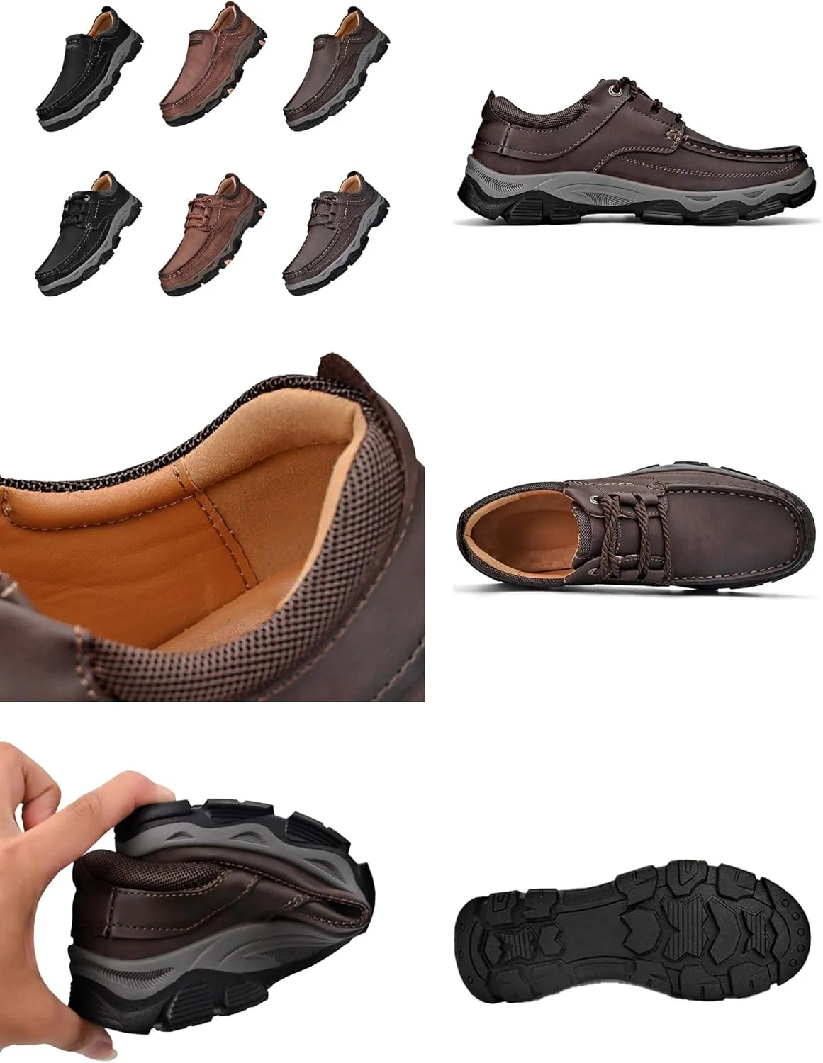 Men's Orthopedic Leather Dress Shoes,Comfort Slip On/Lace up Non-Slip Softsole Casual Oxford Moccasins Walking Loafers