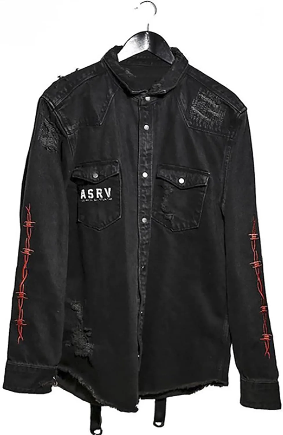 Men's Skull/Cobra Demin Jacket Hip-Hop Casual Street Outwear Street Trend Embroidery Cyberpunk Style Coat Black