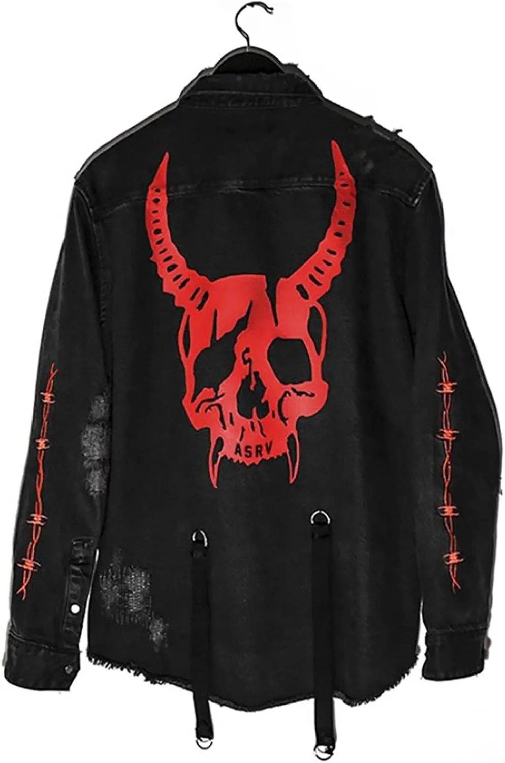 Men's Skull/Cobra Demin Jacket Hip-Hop Casual Street Outwear Street Trend Embroidery Cyberpunk Style Coat Black
