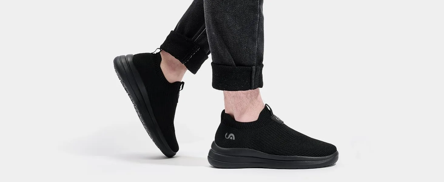 Men's Slip On Sneakers Walking Shoes Wide， Casual Soft Breathable Slip in Sock Sneakers，Non-Slip Rubber Sole, Workout,Athletic
