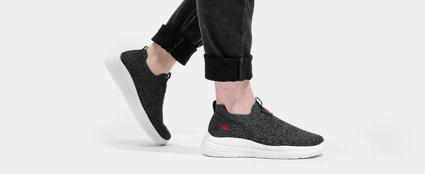 Men's Slip On Sneakers Walking Shoes Wide， Casual Soft Breathable Slip in Sock Sneakers，Non-Slip Rubber Sole, Workout,Athletic