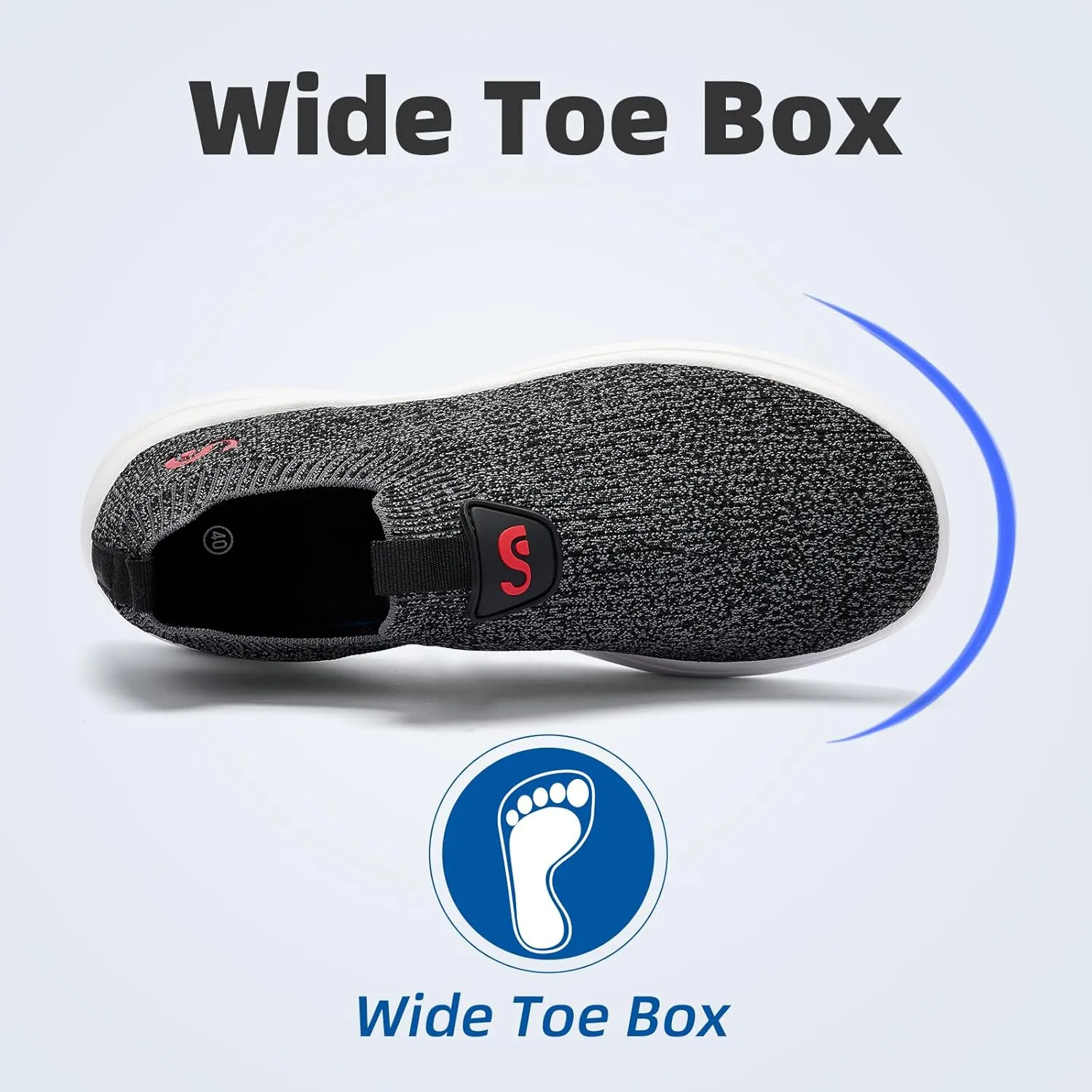 Men's Slip On Sneakers Walking Shoes Wide， Casual Soft Breathable Slip in Sock Sneakers，Non-Slip Rubber Sole, Workout,Athletic