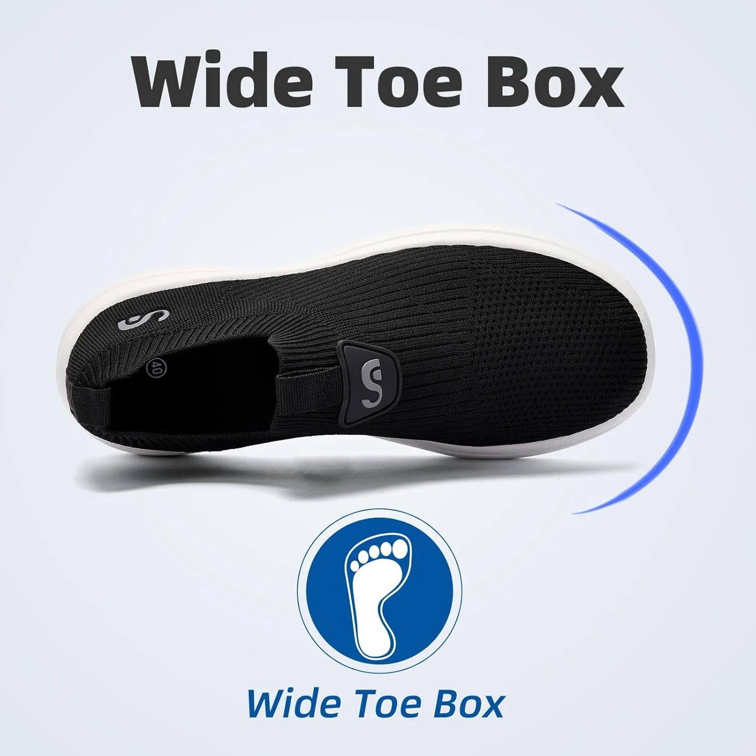 Men's Slip On Sneakers Walking Shoes Wide， Casual Soft Breathable Slip in Sock Sneakers，Non-Slip Rubber Sole, Workout,Athletic