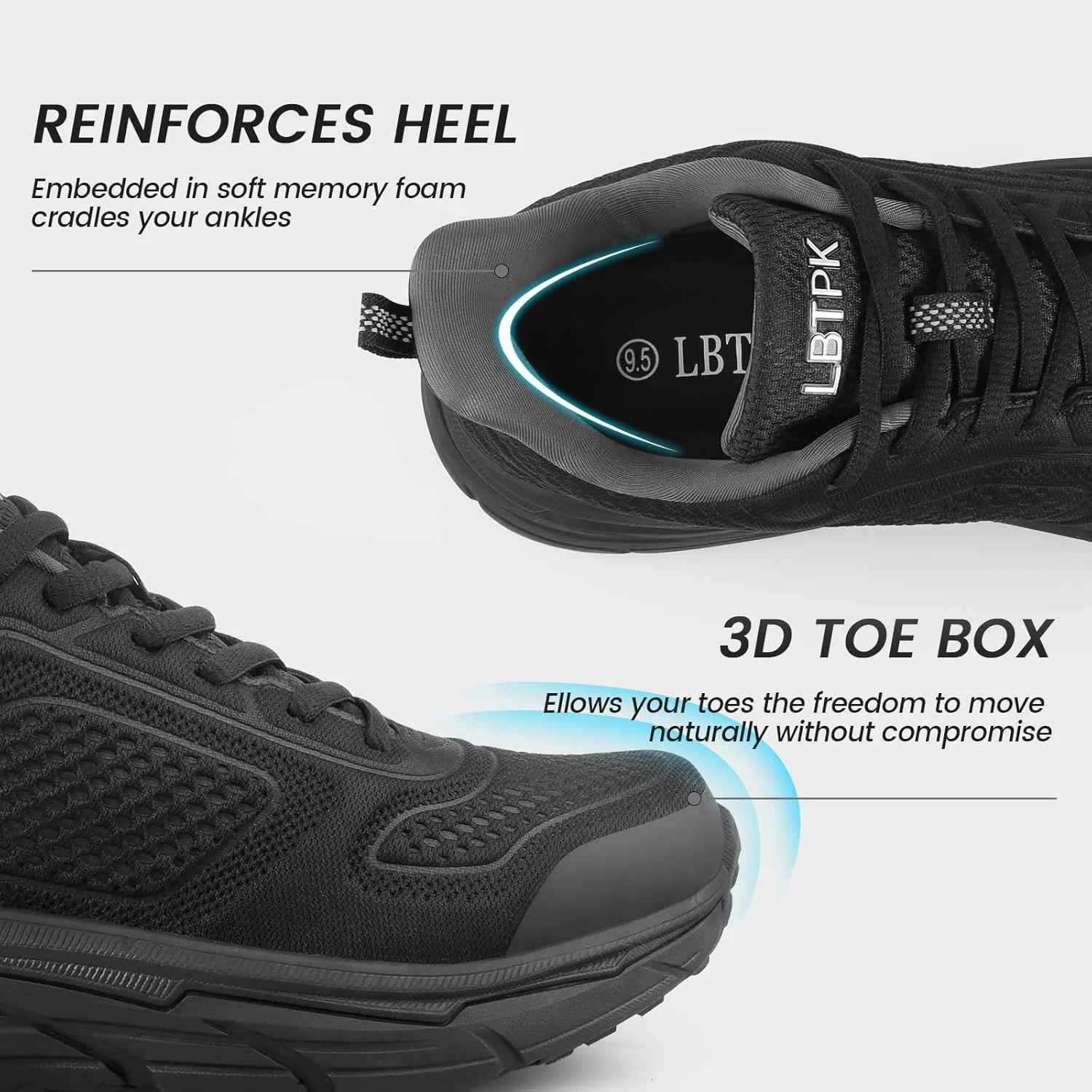 Mens Slip On Walking Shoes Running Tennis Shoes for Athletic Workout Gym Casual Non Slip Training Sneakers Breathable Knit Upper Indoor Outdoor