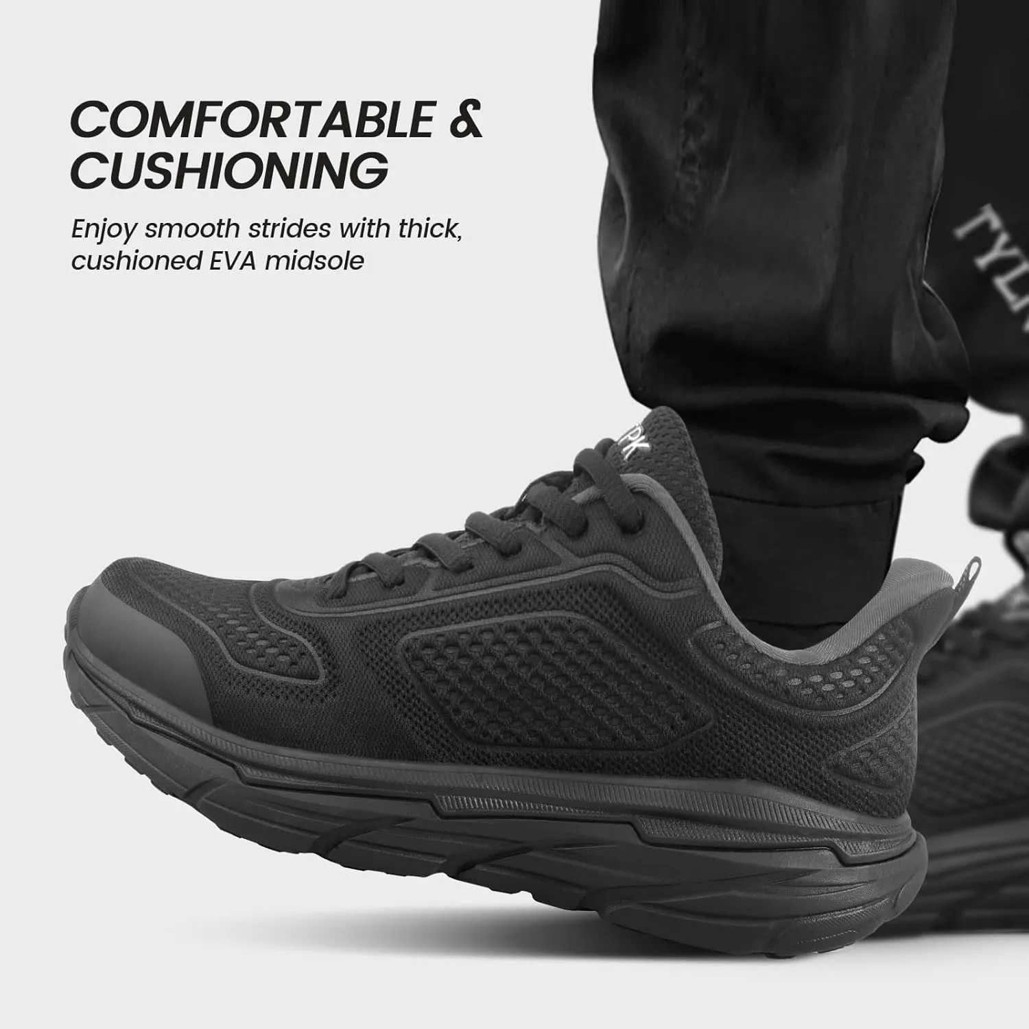 Mens Slip On Walking Shoes Running Tennis Shoes for Athletic Workout Gym Casual Non Slip Training Sneakers Breathable Knit Upper Indoor Outdoor