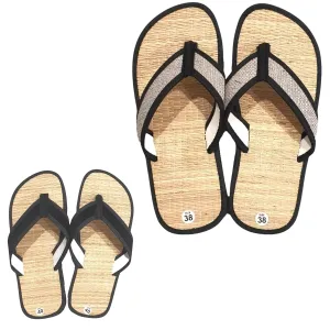 Mens Straw Slipper,Eco Friendly Mens Sandals,House Flip Flops (9.5, White Strap)