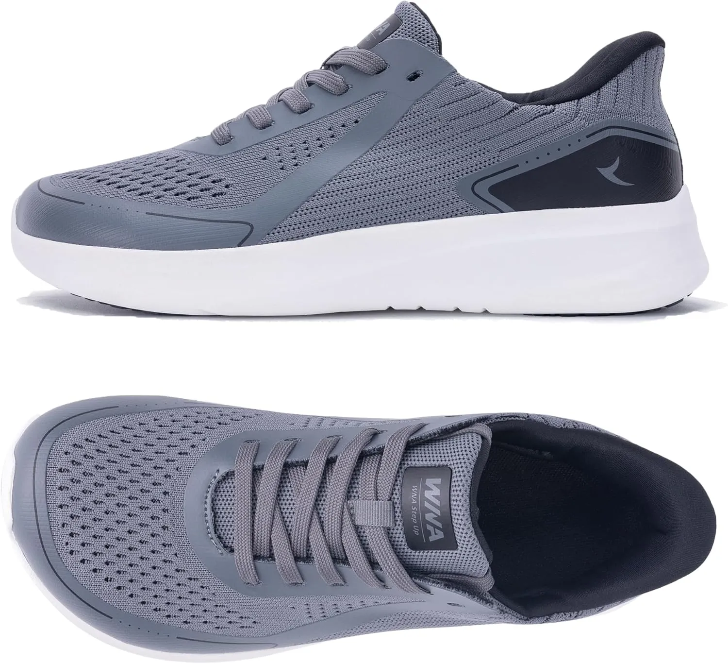 Mens Wide Toe Walking Shoes | Zero Drop Minimalist Tennis Sneakers for Men | Slip On Arch Support Orthotic Shoes for Plantar Fasciitis