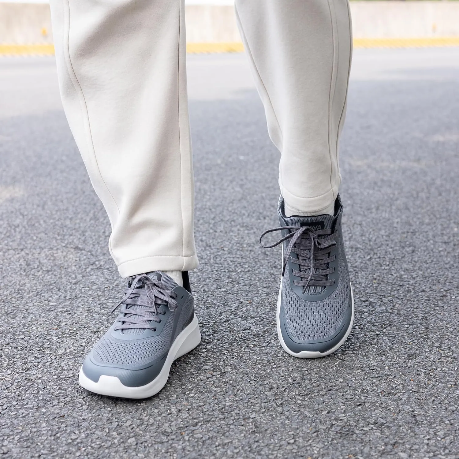 Mens Wide Toe Walking Shoes | Zero Drop Minimalist Tennis Sneakers for Men | Slip On Arch Support Orthotic Shoes for Plantar Fasciitis