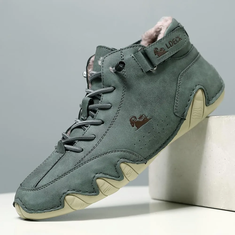Mens Winter Warm Sneakers with Plush Lining Slip on Casual Shoes Outdoor Anti-Skid Comfort Walking Driving Shoes