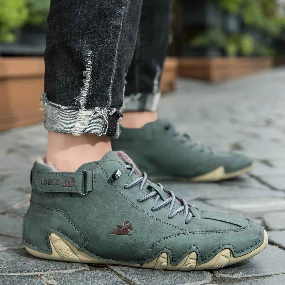 Mens Winter Warm Sneakers with Plush Lining Slip on Casual Shoes Outdoor Anti-Skid Comfort Walking Driving Shoes
