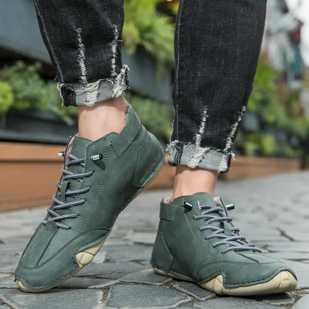 Mens Winter Warm Sneakers with Plush Lining Slip on Casual Shoes Outdoor Anti-Skid Comfort Walking Driving Shoes