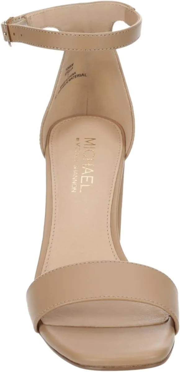 Michael By Michael Shannon Stella - Women's Open Square Toe Block High Heel Ankle Strap Sandals