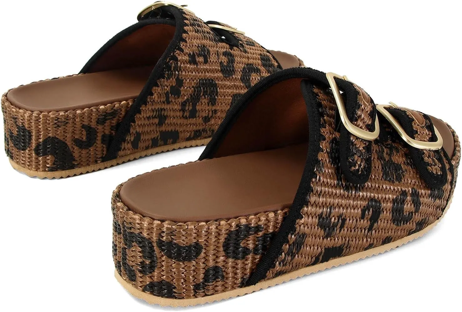 MICIFA Platform Sandals for Women Espadrille Wedges Summer Beach Sandals Comfortable Cute Woven Straw Crochet Sandals Shoes Casual Adjustable Double Buckle Strap Sandals