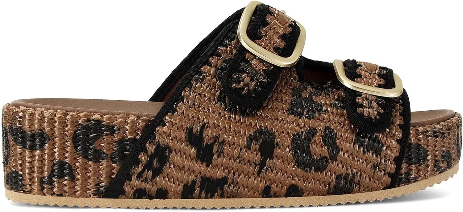 MICIFA Platform Sandals for Women Espadrille Wedges Summer Beach Sandals Comfortable Cute Woven Straw Crochet Sandals Shoes Casual Adjustable Double Buckle Strap Sandals