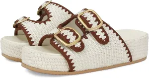 MICIFA Platform Sandals for Women Espadrille Wedges Summer Beach Sandals Comfortable Cute Woven Straw Crochet Sandals Shoes Casual Adjustable Double Buckle Strap Sandals