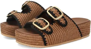 MICIFA Platform Sandals for Women Espadrille Wedges Summer Beach Sandals Comfortable Cute Woven Straw Crochet Sandals Shoes Casual Adjustable Double Buckle Strap Sandals