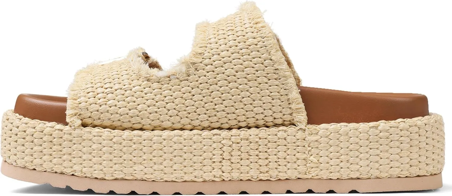 mikarka Raffia Platform Sandals for Women 2025: Resort Womens Sandals Comfortable - Summer Beach Sandals Buckle Straps Espadrilles Flatform Slides Mules