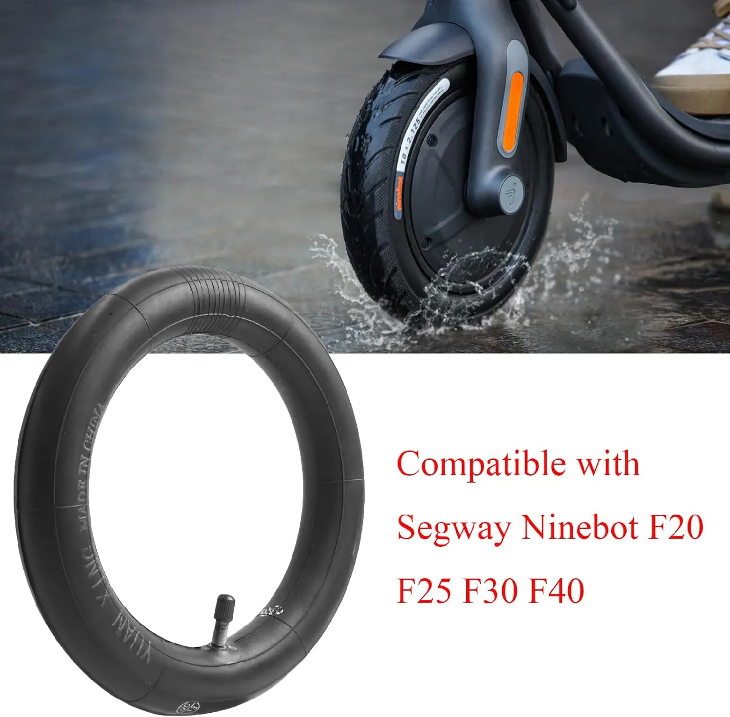 MIMIRACLE 10 x 2.125 Inner Tube Replacement 2-Pack Compatible with Segway Ninebot F Series Electric Scooters - Fits F20, F25, F30, F40