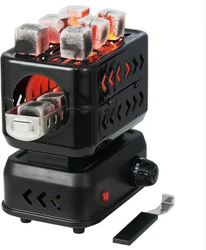 minkah Charcoal Burner 3D 360° Faster Heating Electric Stove Coconut Coal Starter 2 Heating Zones with Stainless Detachable Tongs, 1200W High Power Cube Coil Multipurpose Turbo Burner Fire Starter