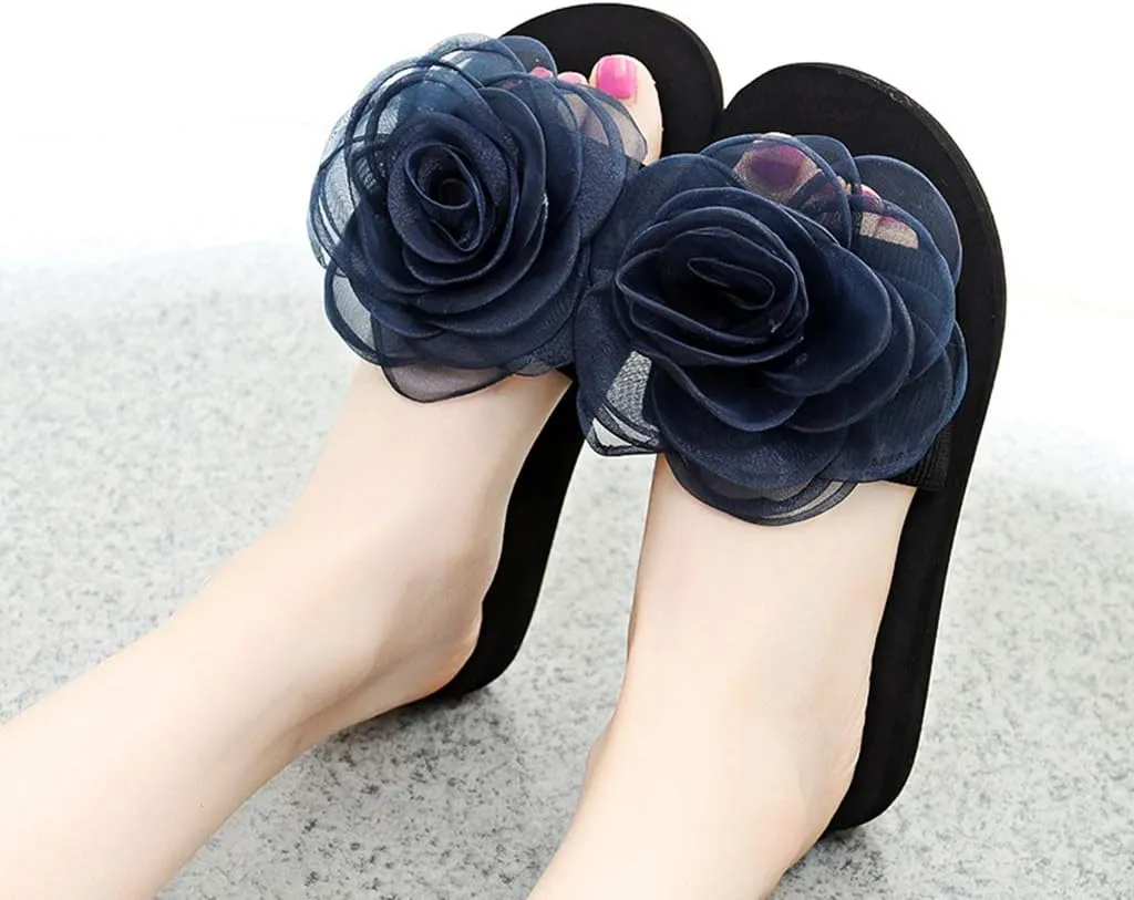 MIOKE Women's Bohemian Flower Flat Slide Sandals Fashion Platform Comfort Anti-Slip Summer Beach Sandals