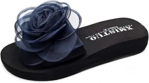 MIOKE Women's Bohemian Flower Flat Slide Sandals Fashion Platform Comfort Anti-Slip Summer Beach Sandals