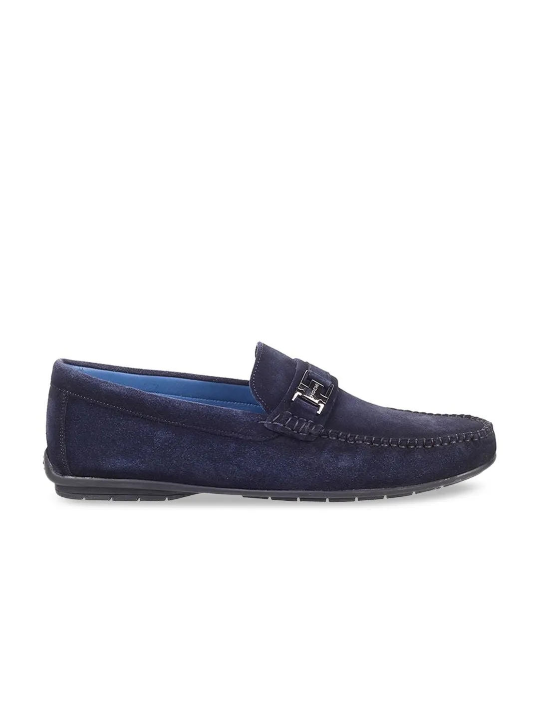 Mochi Men Blue Leather Loafers